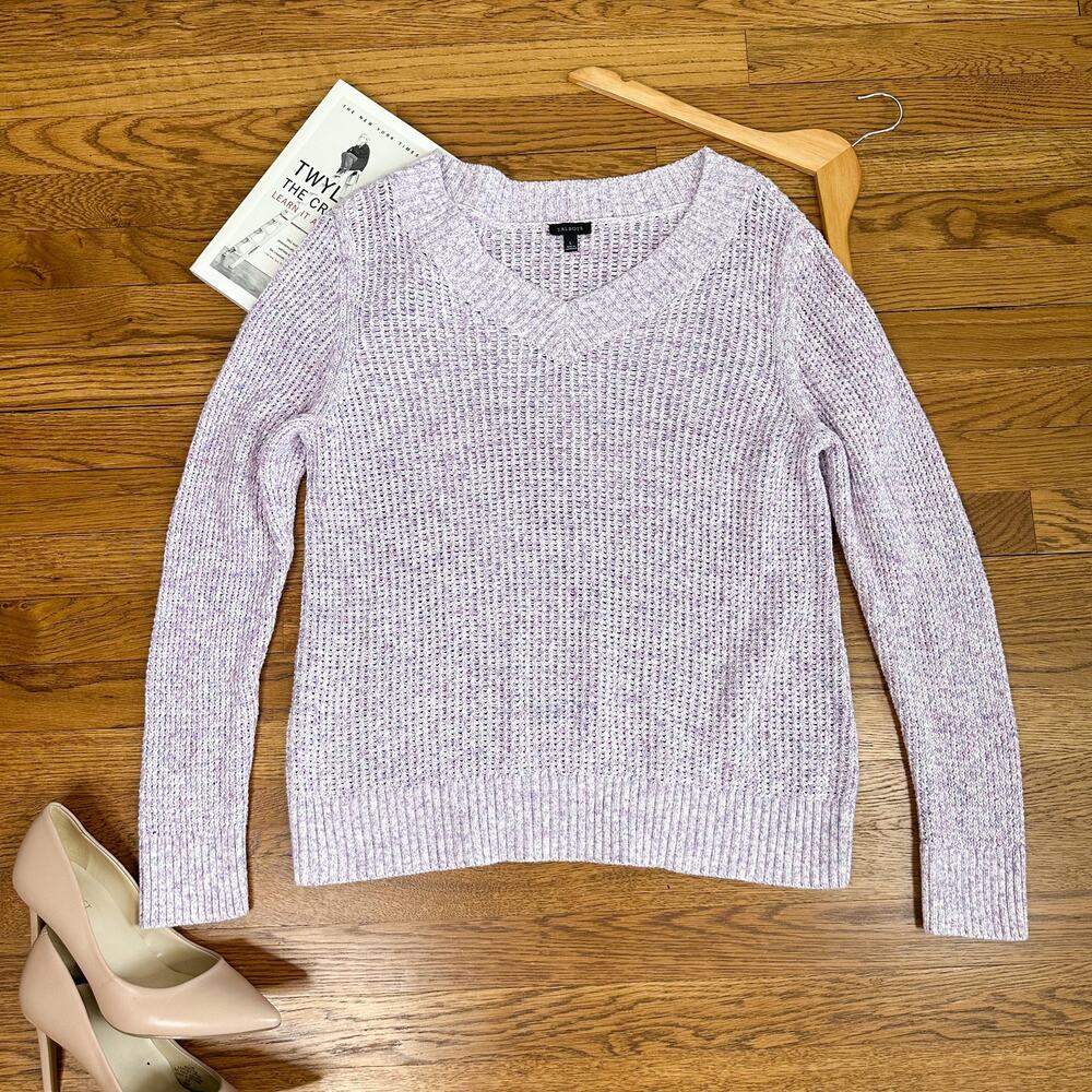 Talbots Light Purple Open Knit V-Neck Sweater